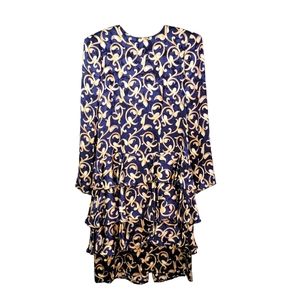 Maggie London by Jeannene  Booher Vintage Gucci Vibes Tiered 100% Silk Dress 10